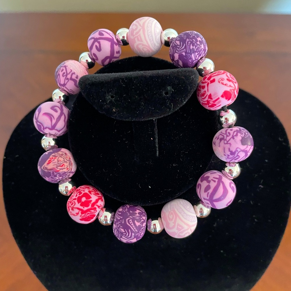 Clay Beaded Bracelet and Earrings Set
